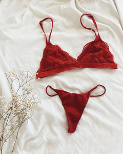 Red Lacey Bralette Set lingerie