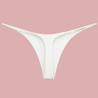 Sexy white micro thong panty back with thin straps – available in small, medium, large sizes