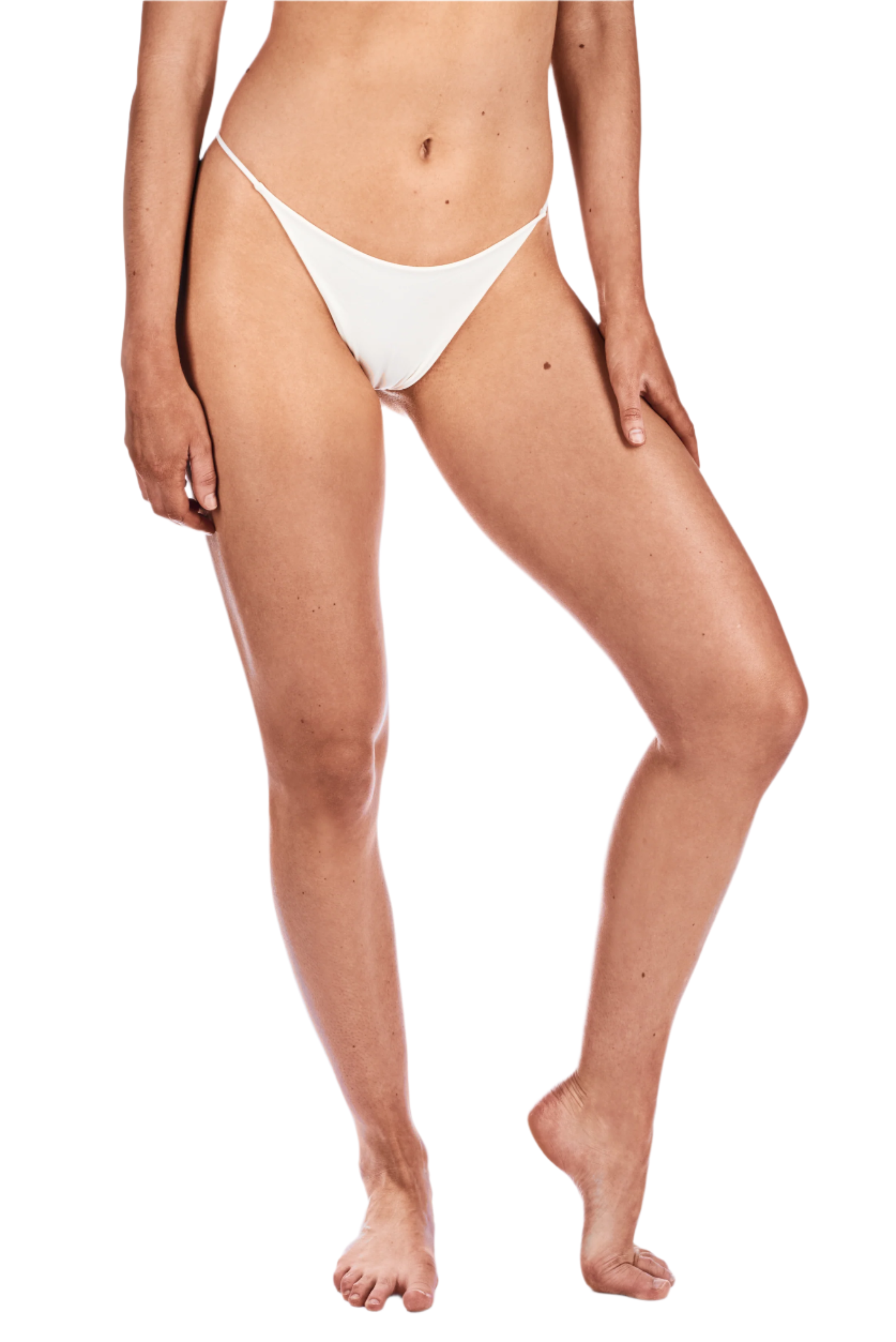 Model wearing NKD Pure White String Thong Underwear for Women – front view